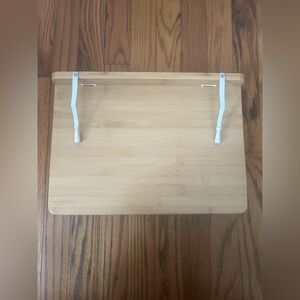 Portable Light Brown and White Wooden Desk - Perfect for Dorms and Small Spaces